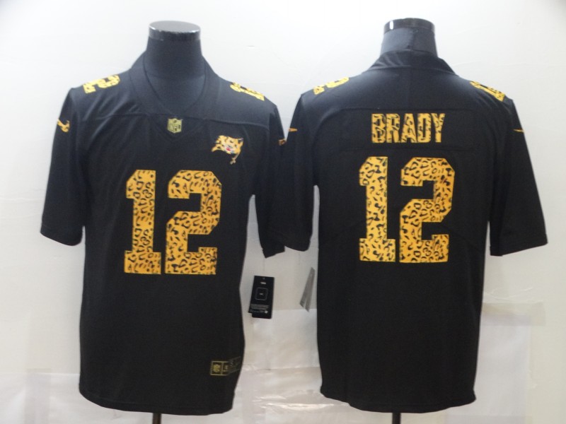 Men's Tampa Bay Buccaneers #12 Tom Brady 2020 Black Leopard Print Fashion Limited Stitched Jersey